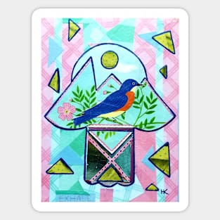 BLUEBIRD OF HAPPINESS HAMSA by Harriette Knight Sticker